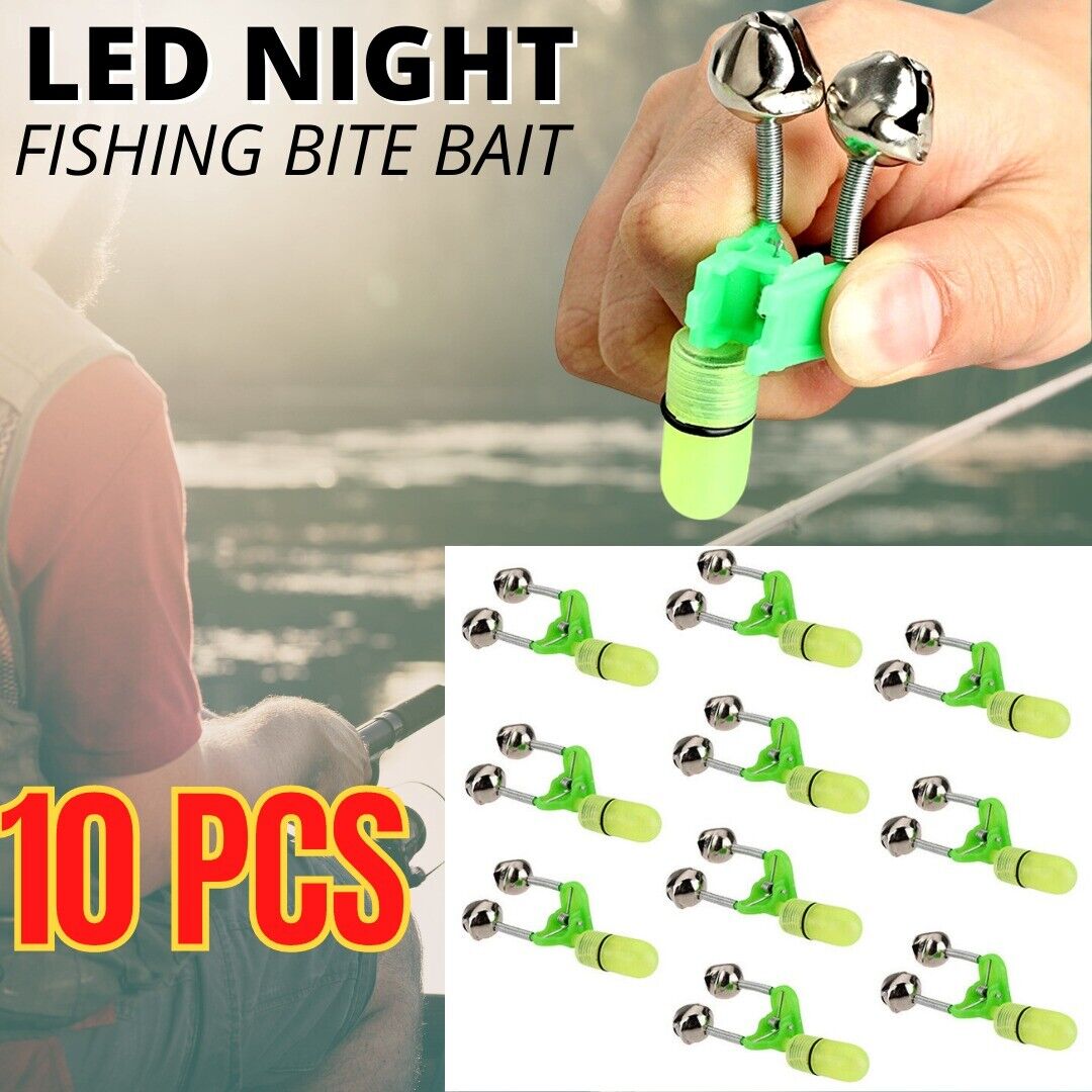 LED Night Fishing Bite Alarm With 2 Bells (10 Pack)