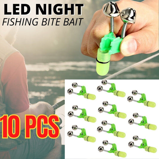 LED Night Fishing Bite Alarm With 2 Bells (10 Pack)