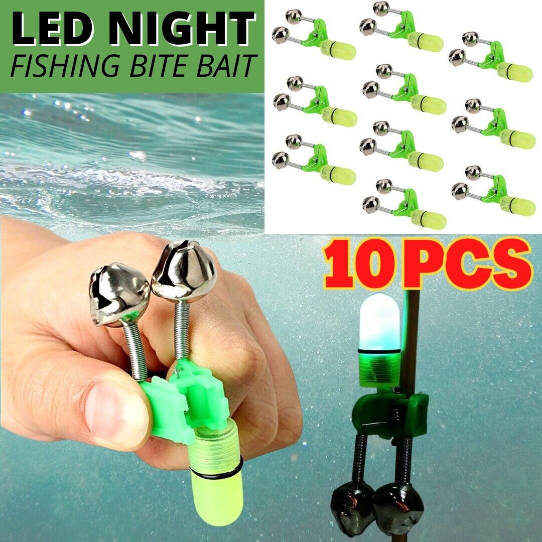 LED Night Fishing Bite Alarm With 2 Bells (10 Pack)