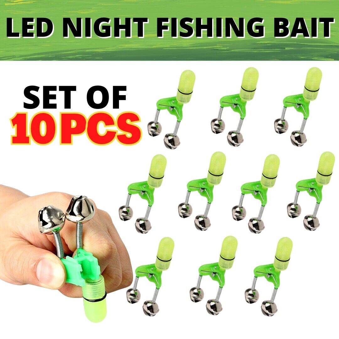 LED Night Fishing Bite Alarm With 2 Bells (10 Pack)