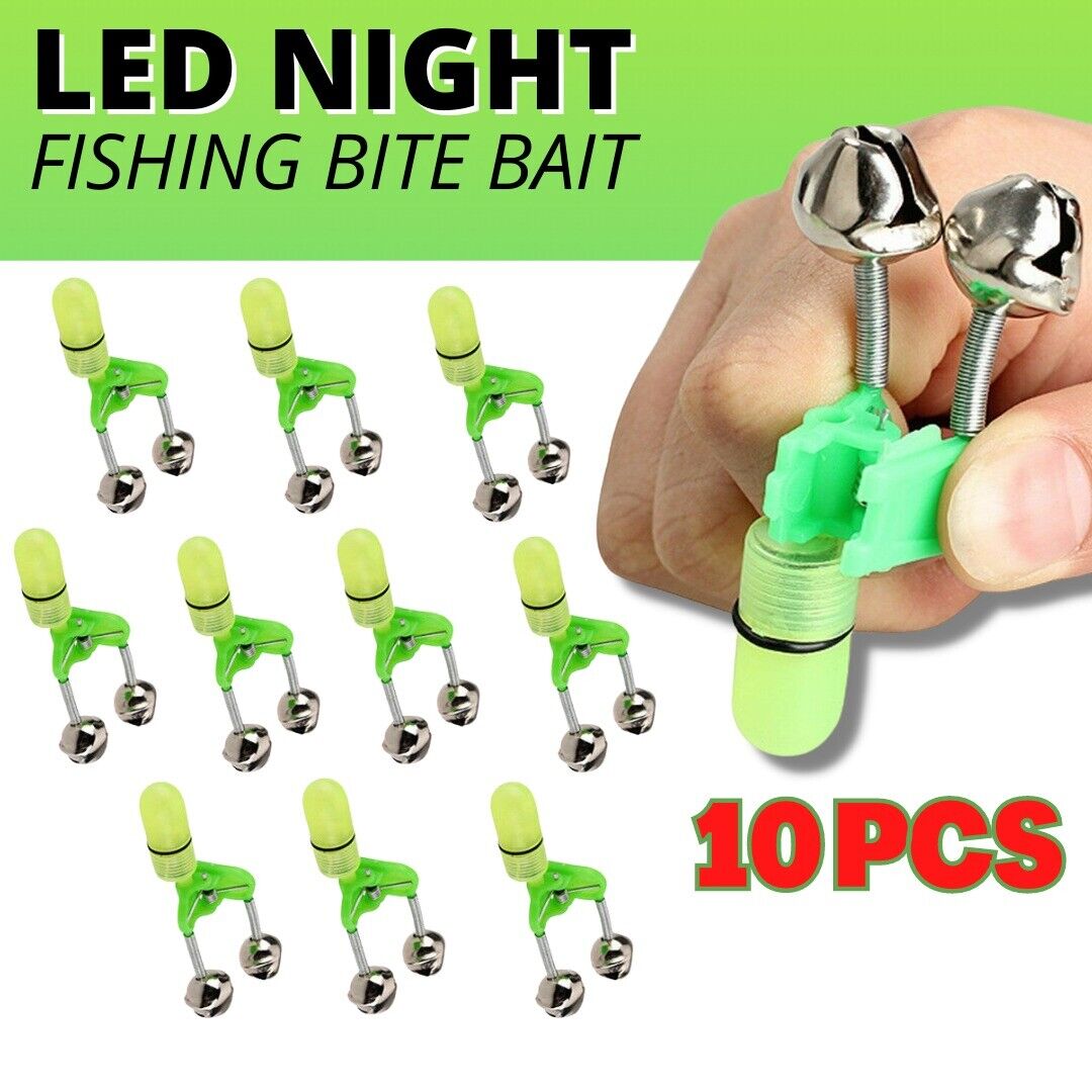 LED Night Fishing Bite Alarm With 2 Bells (10 Pack)