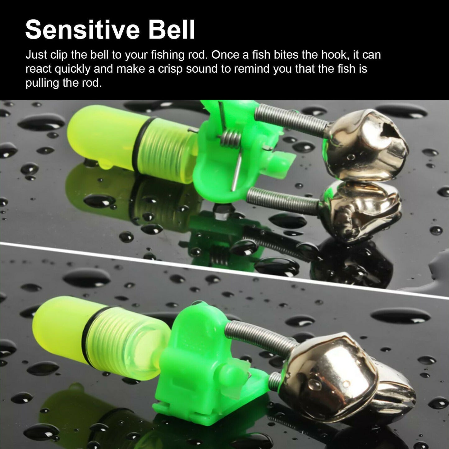 LED Night Fishing Bite Alarm With 2 Bells (10 Pack)