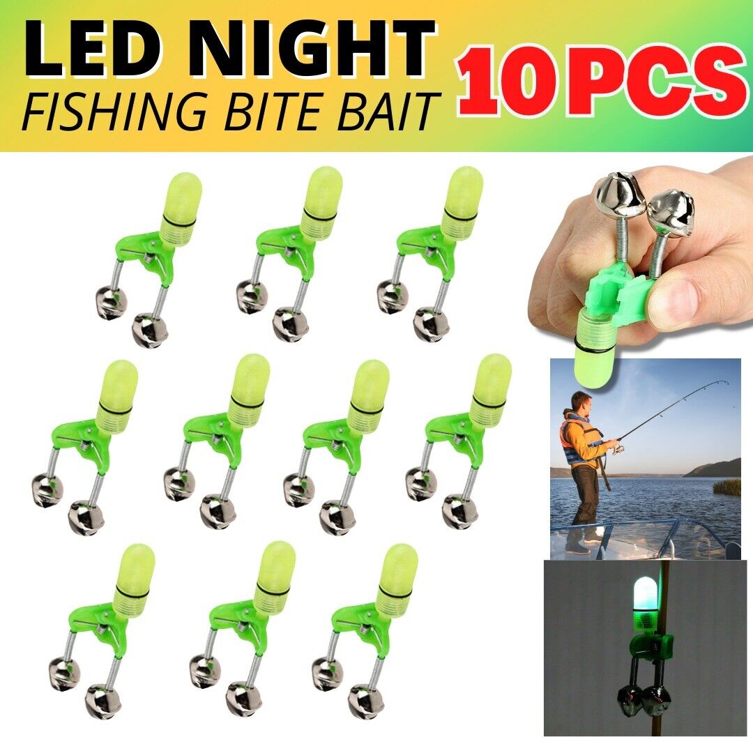 LED Night Fishing Bite Alarm With 2 Bells (10 Pack)