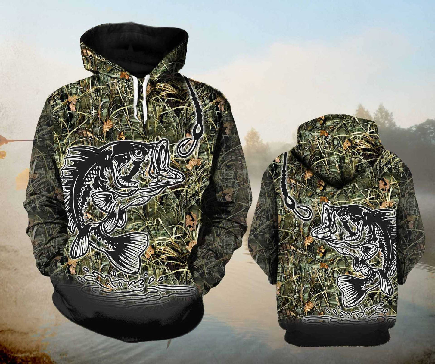 Men's Sweatshirt Fishing Hooded Pullover Sweater